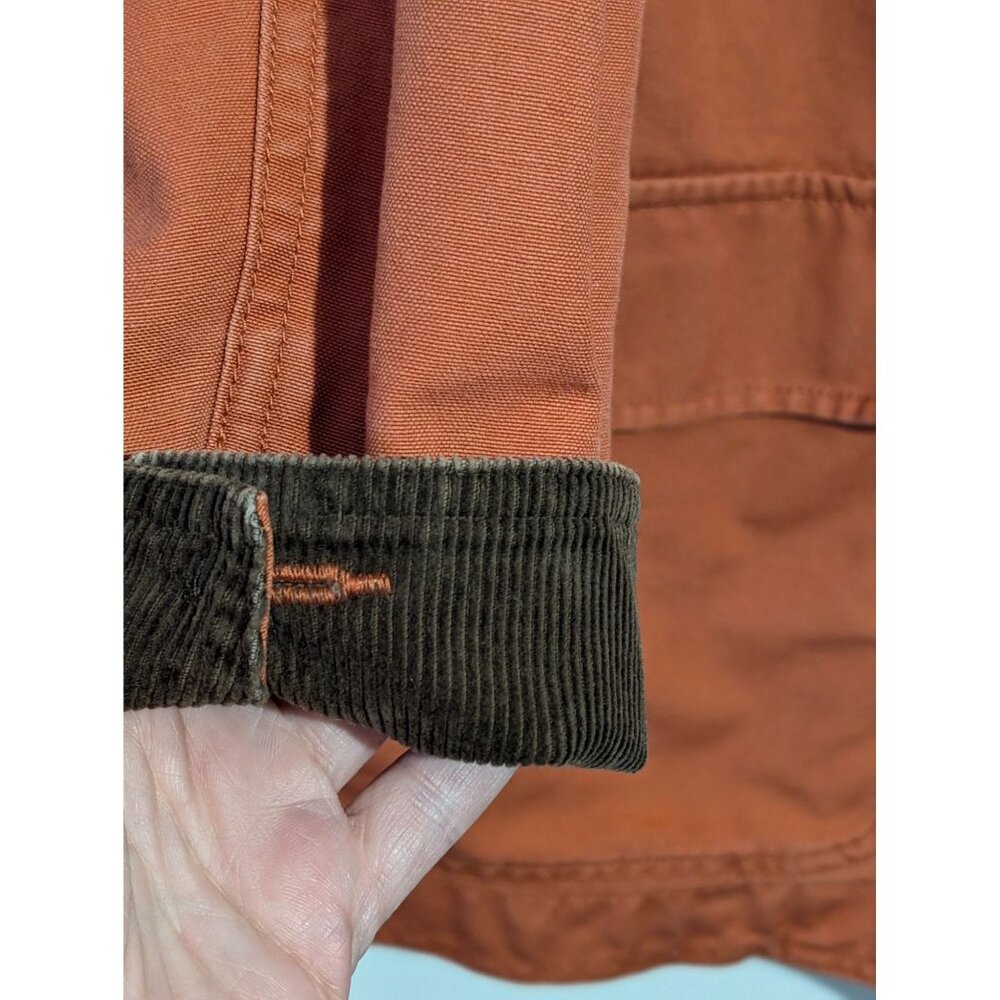 LL‎ Bean Womens 2X Barn Coat Jacket Flannel Lined Orange Brown Corduroy Chore - Picture 4 of 8